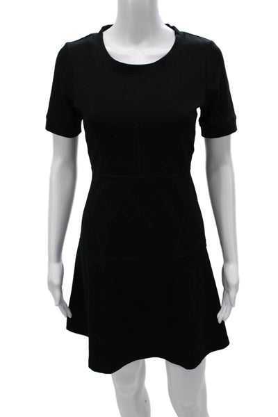 Athleta Women Fit & Flare Dress Black Knee Length Short Sleeve Zip Size PXS