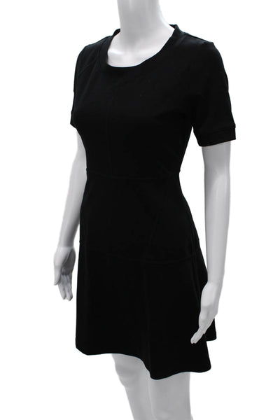 Athleta Women Fit & Flare Dress Black Knee Length Short Sleeve Zip Size PXS