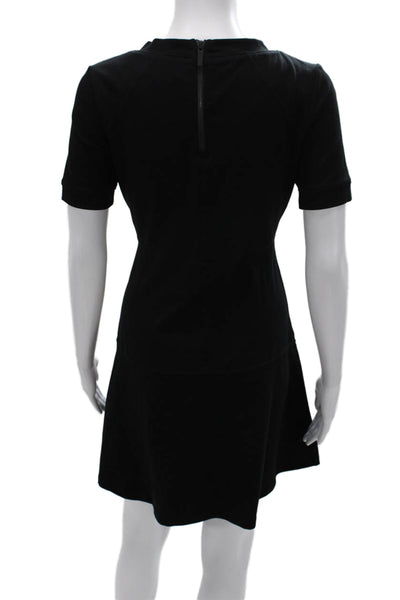 Athleta Women Fit & Flare Dress Black Knee Length Short Sleeve Zip Size PXS