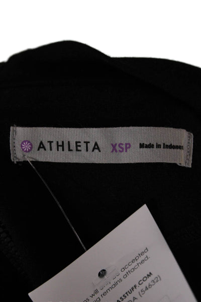 Athleta Women Fit & Flare Dress Black Knee Length Short Sleeve Zip Size PXS