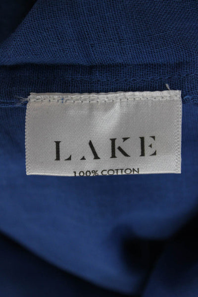 Lake Women Shift Dress Blue Cotton V-Neck Half Sleeve Midi Size XS