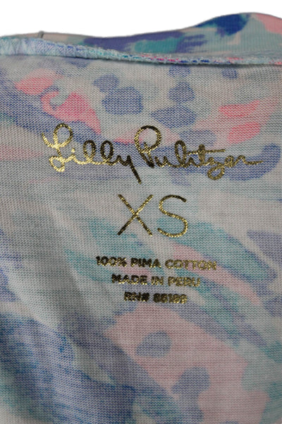 Lilly Pulitzer Women Shift Floral Multicolor 3/4 Sleeve Cotton Dress Size XS