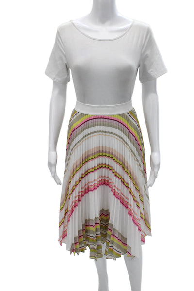 Ted Baker London Womens Pleated Skirt Multicolor Striped Polyester Size 2
