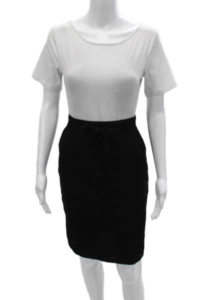 Roberto Quaglia Women Pencil Skirt Black Silk Knee Drawstring Size 36