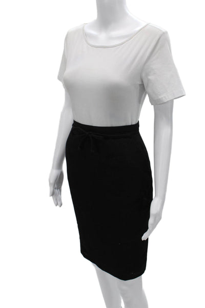 Roberto Quaglia Women Pencil Skirt Black Silk Knee Drawstring Size 36