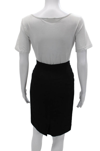 Roberto Quaglia Women Pencil Skirt Black Silk Knee Drawstring Size 36