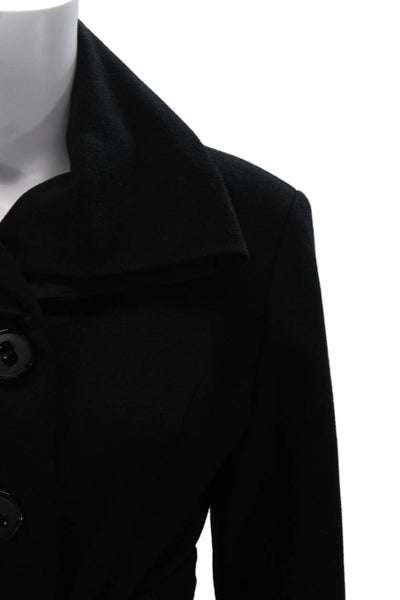 George Simonton Women Black Wool Overcoat Button Closure Long Sleeve Size S