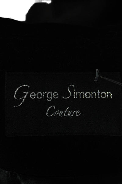 George Simonton Women Black Wool Overcoat Button Closure Long Sleeve Size S