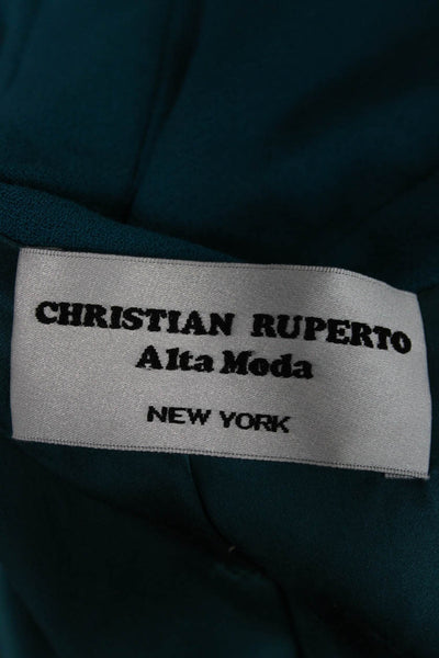 Christian Ruperto Women Pea Coat Blue Wool Button Long Sleeve Size 8