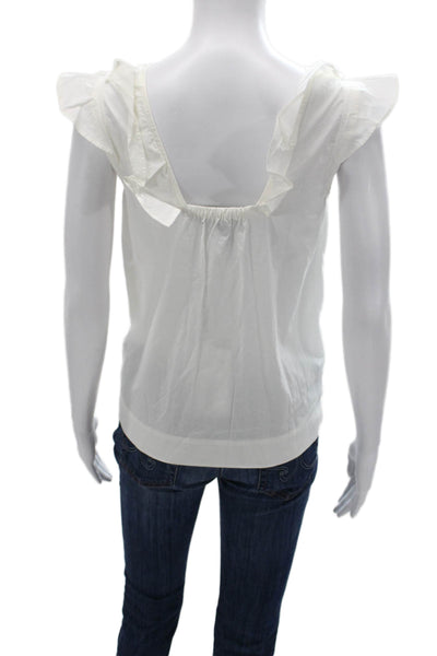 J Crew Women Blouse Sleeveless Round Neck Cotton White Petite Size 4P