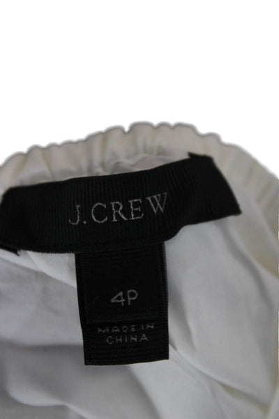 J Crew Women Blouse Sleeveless Round Neck Cotton White Petite Size 4P