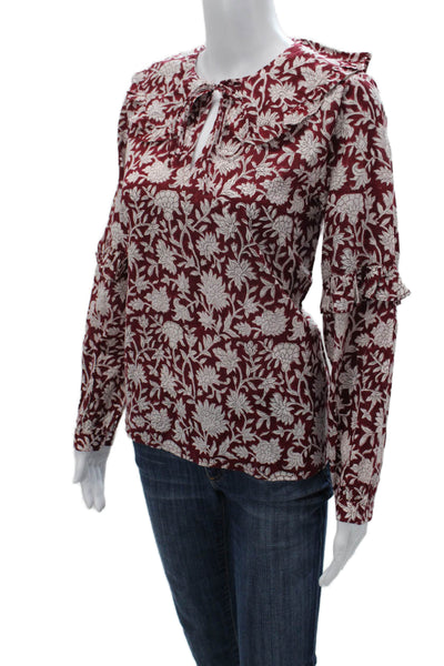 Ophelia & Indigo Women Basic Floral Cotton Round Neck Long Sleeve Blouse Size S