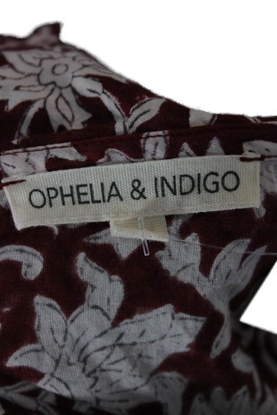 Ophelia & Indigo Women Basic Floral Cotton Round Neck Long Sleeve Blouse Size S