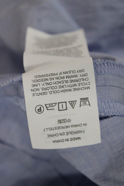 J Crew Women Cotton Sleeveless Round Neck Solid Blouse Blue Petite Size 4P