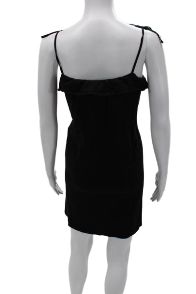 Sezane Women Black Sundress Pima Cotton Square Neck Sleeveless Short Size S