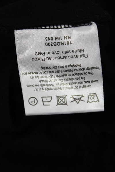Sezane Women Black Sundress Pima Cotton Square Neck Sleeveless Short Size S