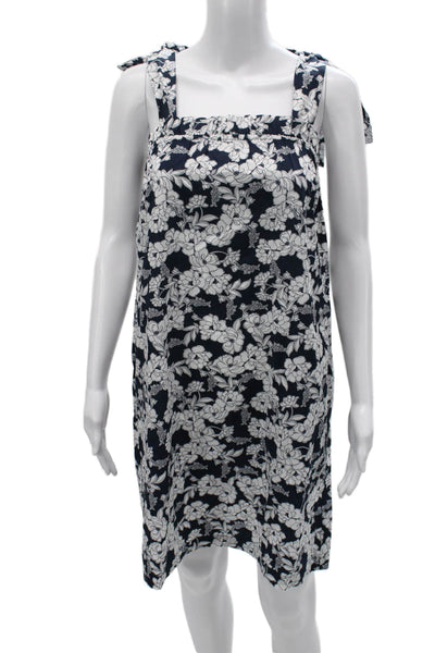 J Crew Womens Sundress Blue Floral Cotton Square Neck Sleeveless Short Size XS