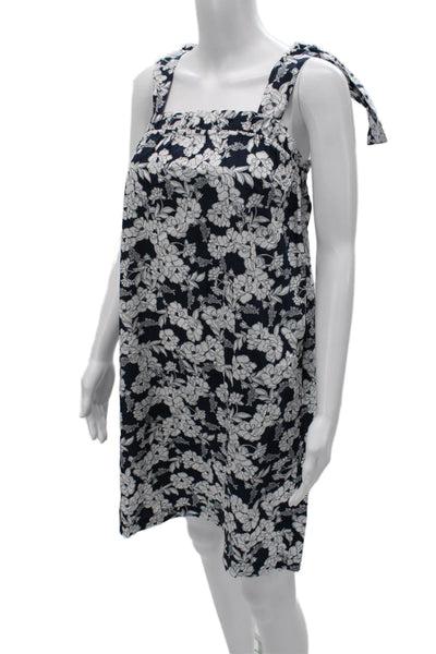 J Crew Womens Sundress Blue Floral Cotton Square Neck Sleeveless Short Size XS
