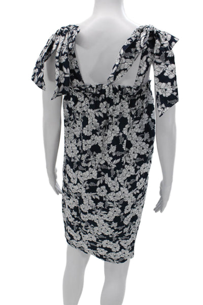 J Crew Womens Sundress Blue Floral Cotton Square Neck Sleeveless Short Size XS