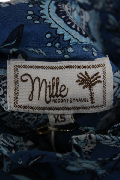 Mille Resort & Travel Womens Shirt Dress Blue Floral Cotton Size XS