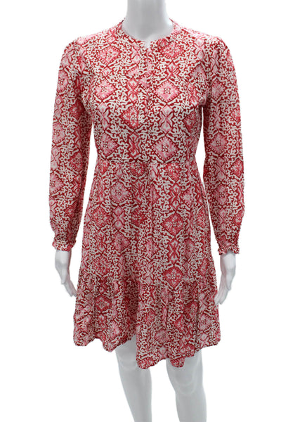 Madison Mathews Womens Fit & Flare Red Dress Long-Sleeve Knee-Length Size S