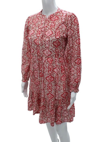 Madison Mathews Womens Fit & Flare Red Dress Long-Sleeve Knee-Length Size S