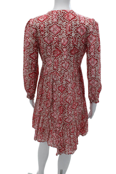Madison Mathews Womens Fit & Flare Red Dress Long-Sleeve Knee-Length Size S
