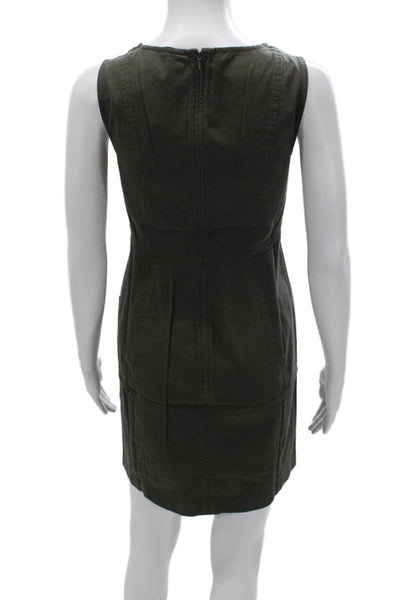 Boden Womens Sheath Dress Green Cotton V-Neck Sleeveless Knee Length Size 4P
