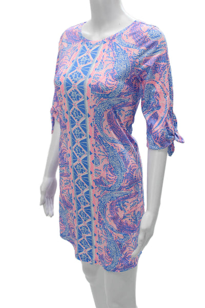 Lilly Pulitzer Womens Pink Pima Cotton Shift Dress 3/4 Sleeve Short Size XS
