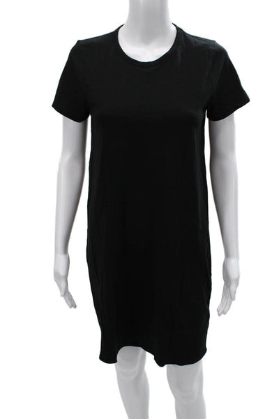 J Crew Women Black T-Shirt Dress Short Sleeve Knee Length Cotton Size XS