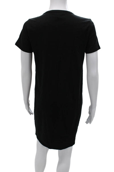 J Crew Women Black T-Shirt Dress Short Sleeve Knee Length Cotton Size XS