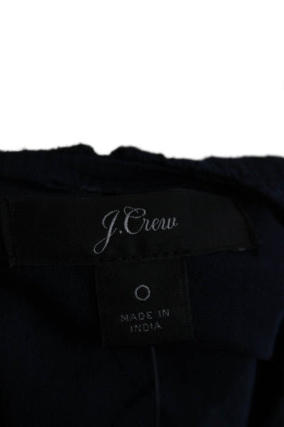 J Crew Womens Shift Dress Blue Geometric 3/4 Sleeve Knee Length Size 0