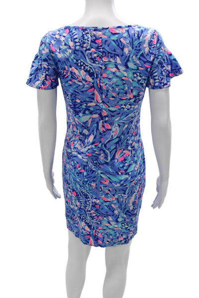 Lilly Pulitzer Womens Shift Dress Multicolor Pima Cotton Boat Neck Size S