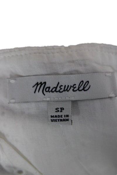 Madewell Womens White Floral Shift Dress Knee Length Short Sleeve Size PS