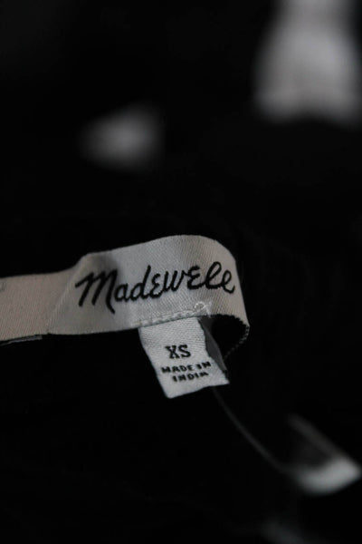 Madewell Womens Black Cotton Floral Square Neck Basic Tank Sleeveless Size XS