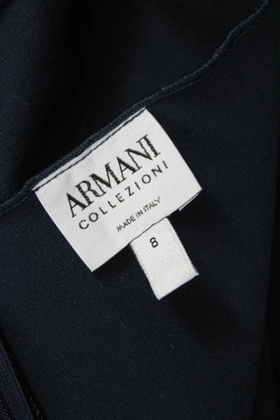 Armani Collezioni Women Black Wrap Dress Long Sleeve V-Neck Size 8