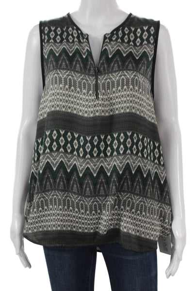 L Agence Womens Basic Tank V-Neck Gray Geometric Polyester Sleeveless Size 8