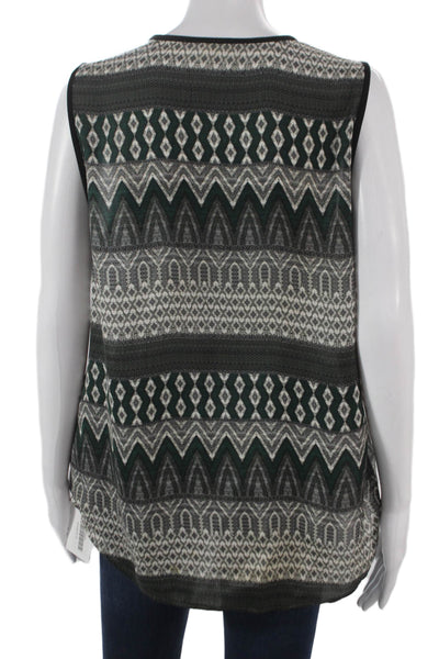 L Agence Womens Basic Tank V-Neck Gray Geometric Polyester Sleeveless Size 8