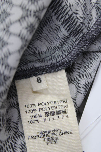 L Agence Womens Basic Tank V-Neck Gray Geometric Polyester Sleeveless Size 8