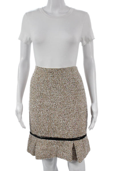 Patricia F Designs Womens Trumpet Tweed Mini Skirt Beige Zip Size 6
