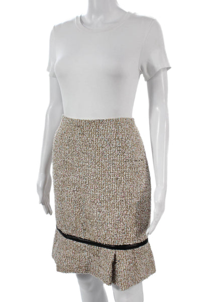 Patricia F Designs Womens Trumpet Tweed Mini Skirt Beige Zip Size 6