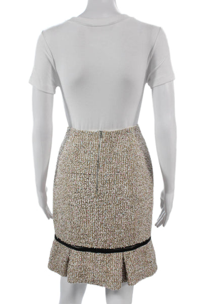Patricia F Designs Womens Trumpet Tweed Mini Skirt Beige Zip Size 6