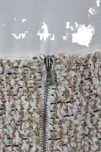Patricia F Designs Womens Trumpet Tweed Mini Skirt Beige Zip Size 6