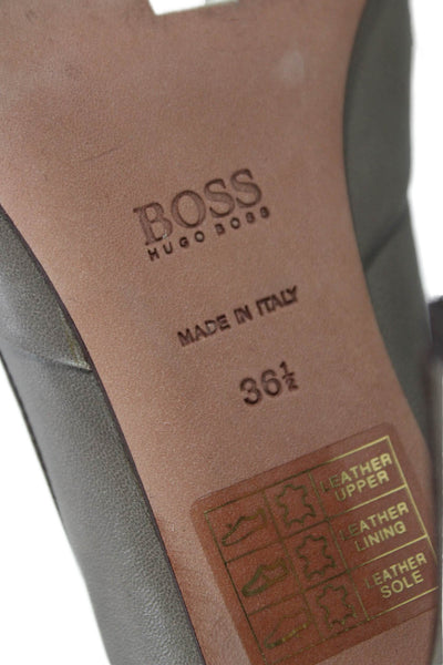 Boss Hugo Boss Womens Leather Open Toe Pumps Grey Ivory Size 36.5 6.5