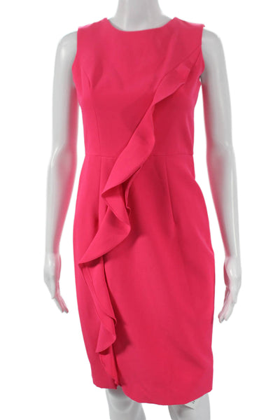 Milly Womens Sheath Dress Pink Sleeveless Zip Knee Length Size 0