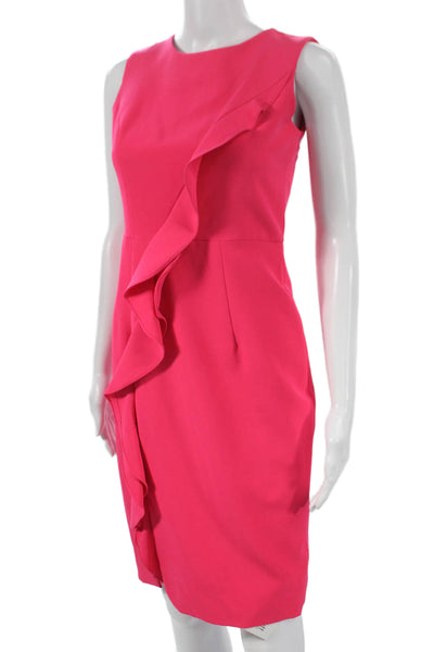 Milly Womens Sheath Dress Pink Sleeveless Zip Knee Length Size 0