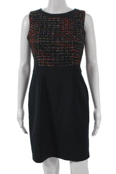 Chopin Womens Sheath Dress Multicolor Tweed Round Neck Sleeveless Size 42