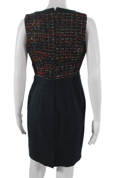 Chopin Womens Sheath Dress Multicolor Tweed Round Neck Sleeveless Size 42