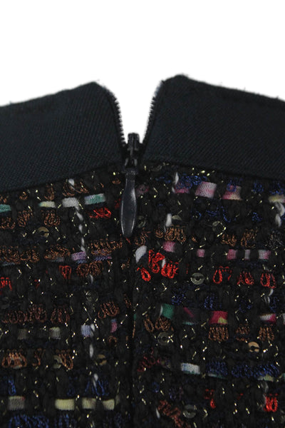 Chopin Womens Sheath Dress Multicolor Tweed Round Neck Sleeveless Size 42