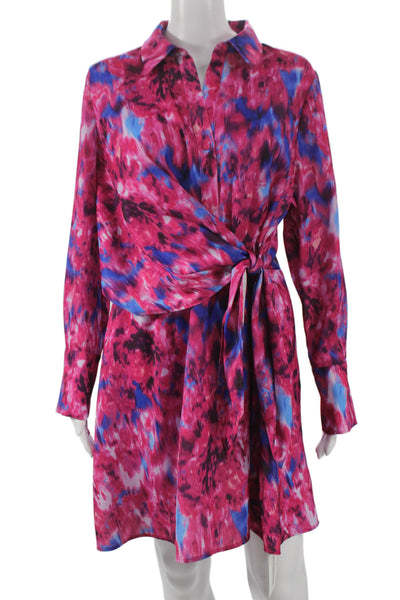 Scoop Womens Shirt Dress Tie Dye Multicolor Long Sleeve Knee Length Size 4